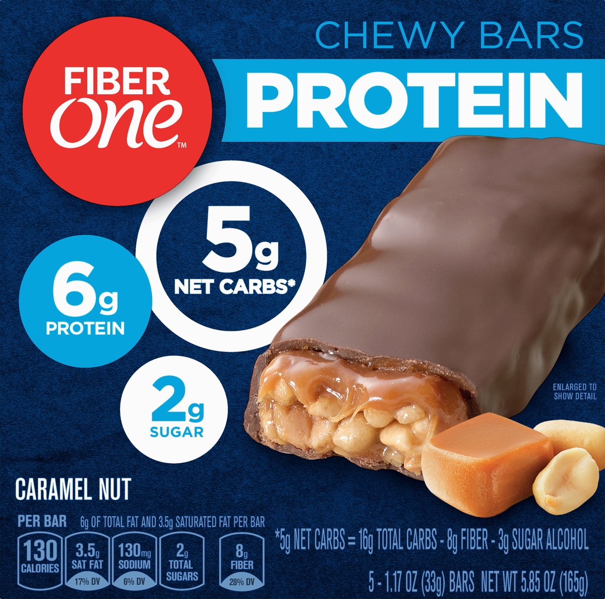 slide 9 of 10, Fiber One Chewy Bars Protein Caramel Nut, 5 ct