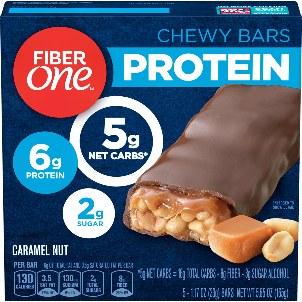 slide 1 of 10, Fiber One Chewy Bars Protein Caramel Nut, 5 ct