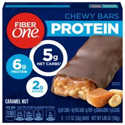 Fiber One Chewy Protein Bars, Caramel Nut, Protein Snacks, 1.17 oz, 5 ct
