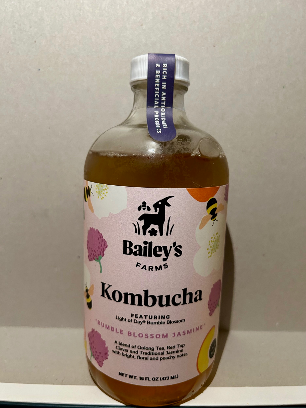 slide 1 of 21, Bailey's Farms Kombucha, Bumble Blossom Jasmine, 16 fl oz, 16 fl oz