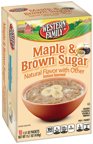 slide 1 of 1, Western Family Instant Oatmeal Maple And B, 15.1 oz