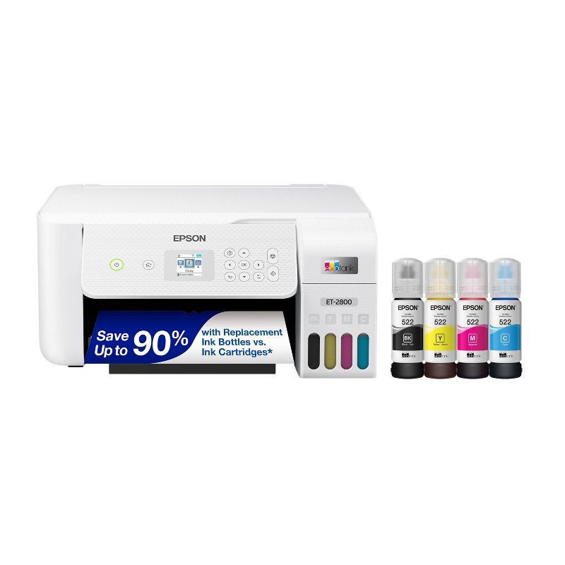 slide 1 of 7, Epson Ecotank Et-2800 All-In-One Supertank Color Printer, White, 1 ct