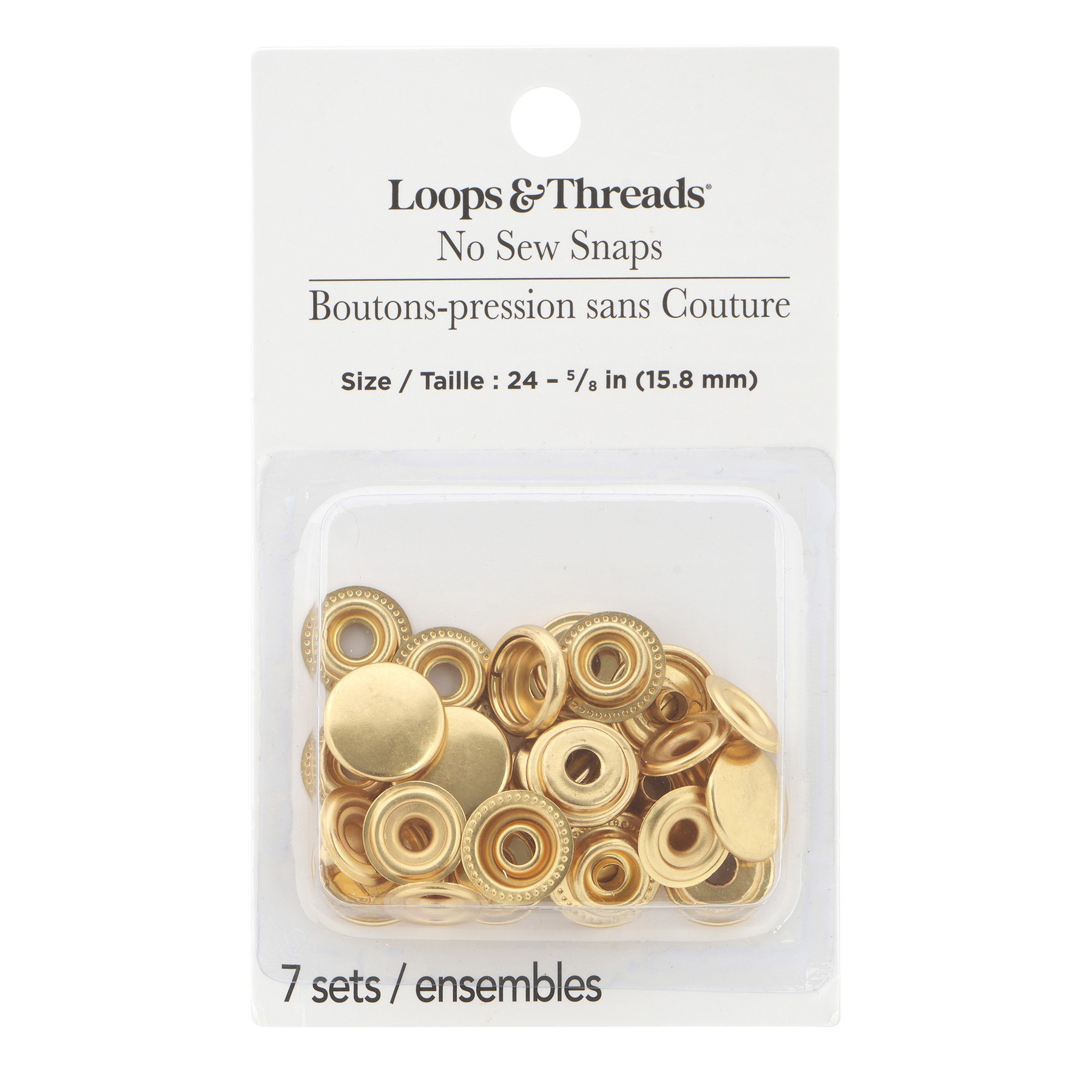 slide 2 of 2, 5/8" Gold No Sew Snaps, 7ct. By Loops & Threads, 7 ct