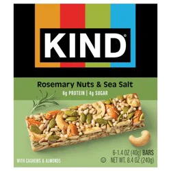 KIND Savory Nut Bars, Gluten Free Snacks, Rosemary Nuts & Sea Salt, 8.4oz Box (6 Bars)