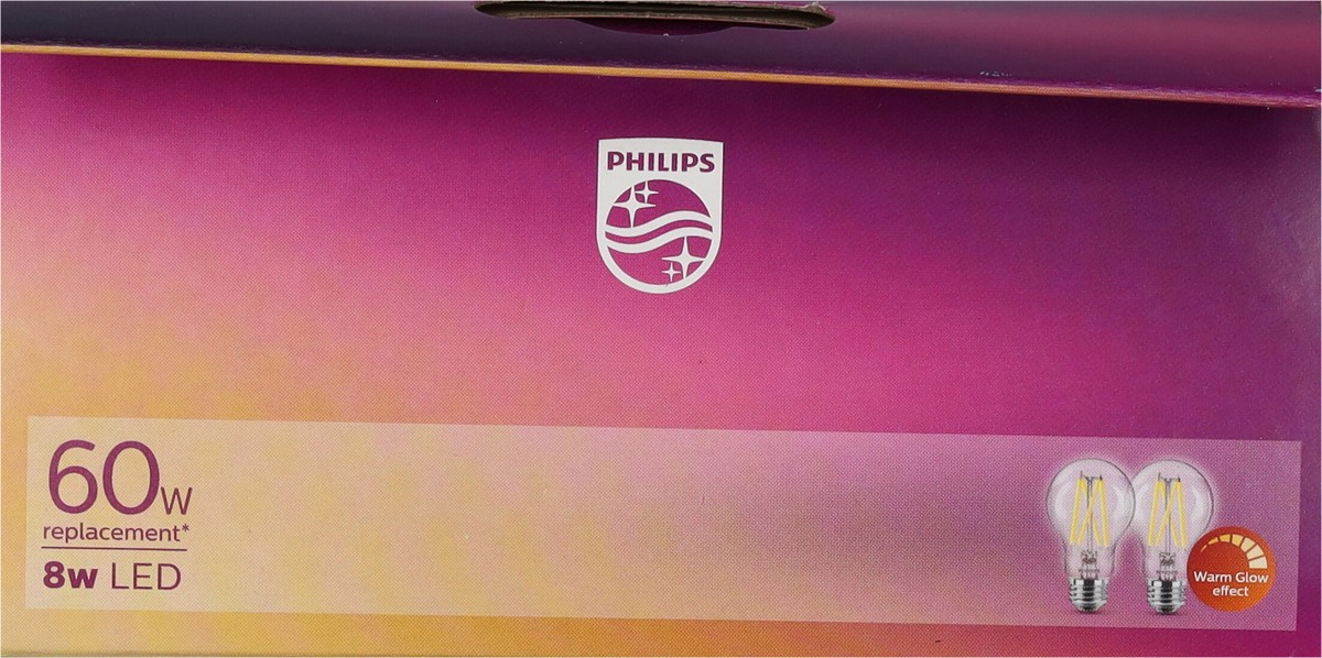 slide 2 of 12, Philips 8-Watt (60-Watt) A19 Led Light Bulbs, 2 ct
