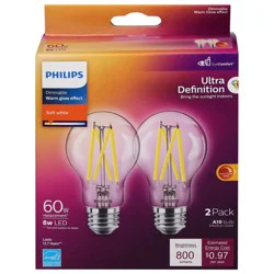 Philips 8W A19 Dimmable Daylight LED Light Bulbs, 2 ct