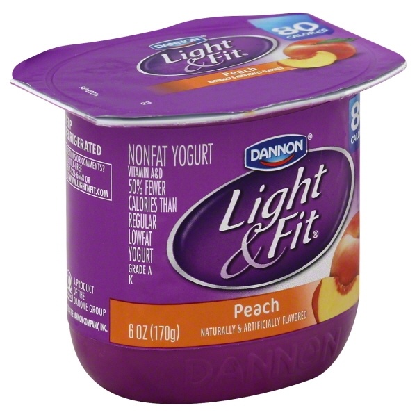 slide 1 of 1, Dannon Light & Fit Peach Nonfat Yogurt, 6 oz