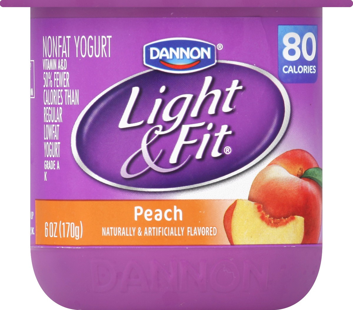slide 3 of 3, Dannon Light & Fit Peach Nonfat Yogurt, 6 oz