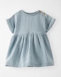Littleplanet Baby Organic Cotton Gauze Dress Blue Creek NB
