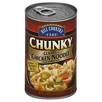 slide 1 of 1, Hill Country Fare Chunky Classic Chicken Noodle Soup, 18.6 oz