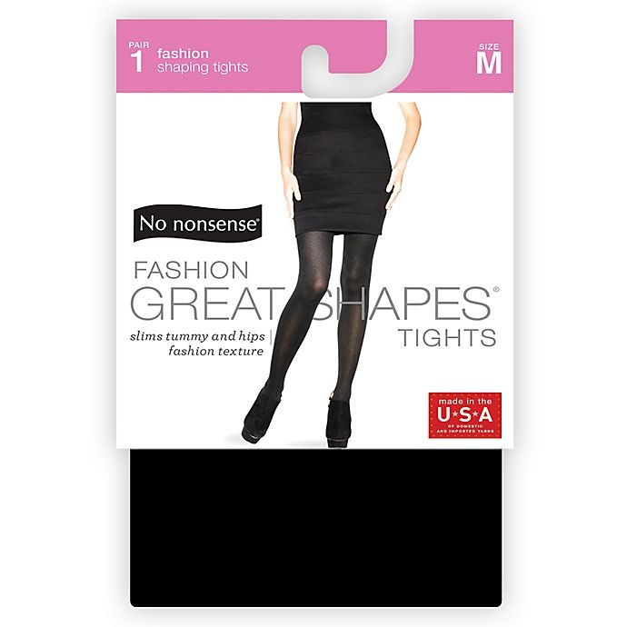 slide 1 of 1, No Nonsense Medium Women's Shapes Diamond Texture Control Top Tight - Black, 1 pair