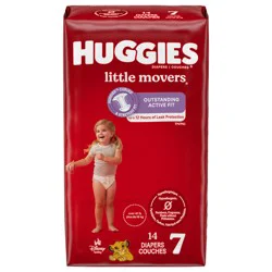 Huggies Little Movers Baby Diapers, Size 7, 14 Ct