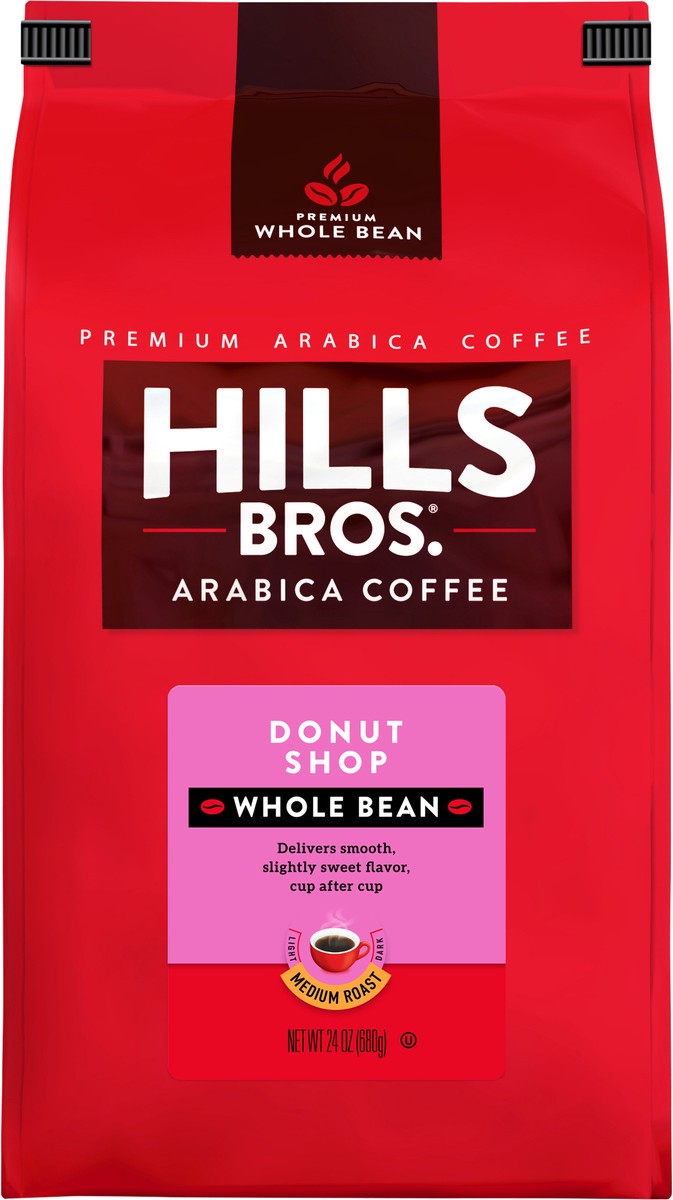 slide 1 of 7, Hills Bros. Medium Roast Whole Bean Arabica Donut Shop Coffee 24 oz, 24 oz