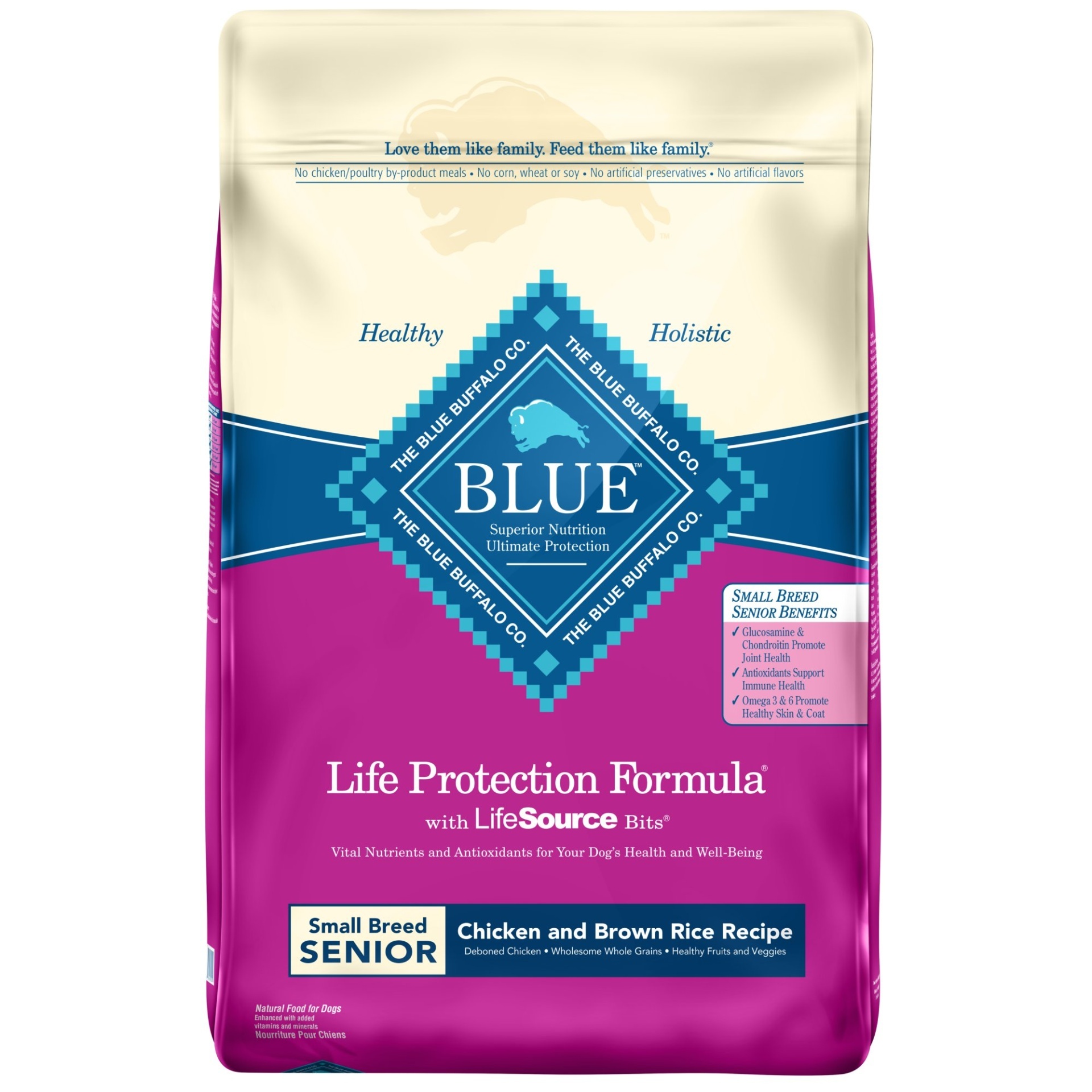 slide 1 of 1, Blue Buffalo Blue Life Protection Formula Small Breed Senior Chicken & Brown Rice Recipe Dry Dog Food, 15 lb