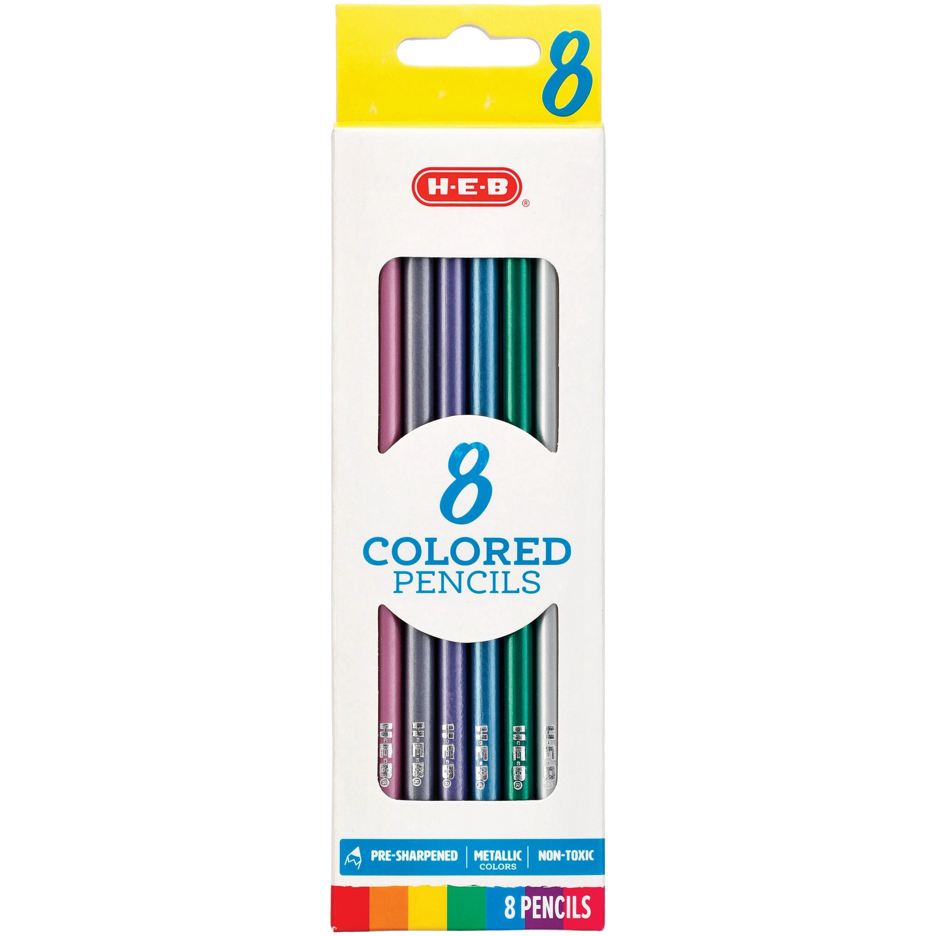 slide 1 of 1, H-E-B Metallic Colored Pencils, 8 ct