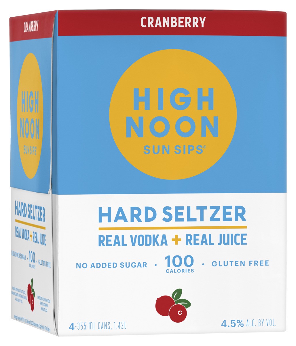 slide 2 of 2, High Noon Cranberry Vodka Hard Seltzer 355ml Can, 355 ml