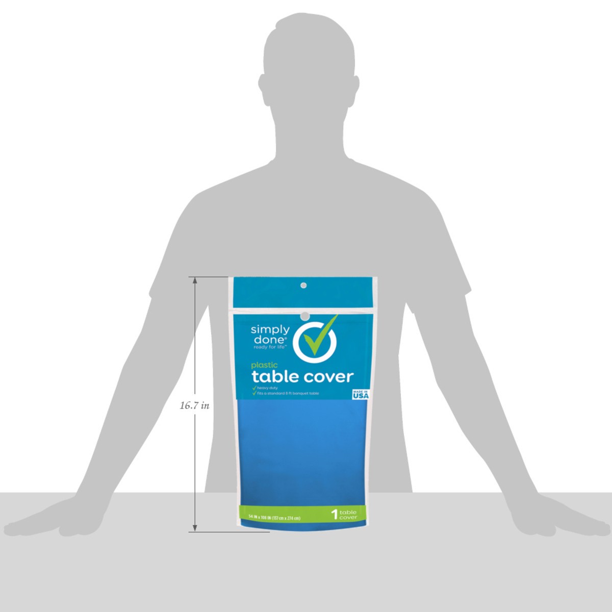 slide 2 of 12, Simply Done Blue Solid Plastic Table Cover 1 Each, 1 ct