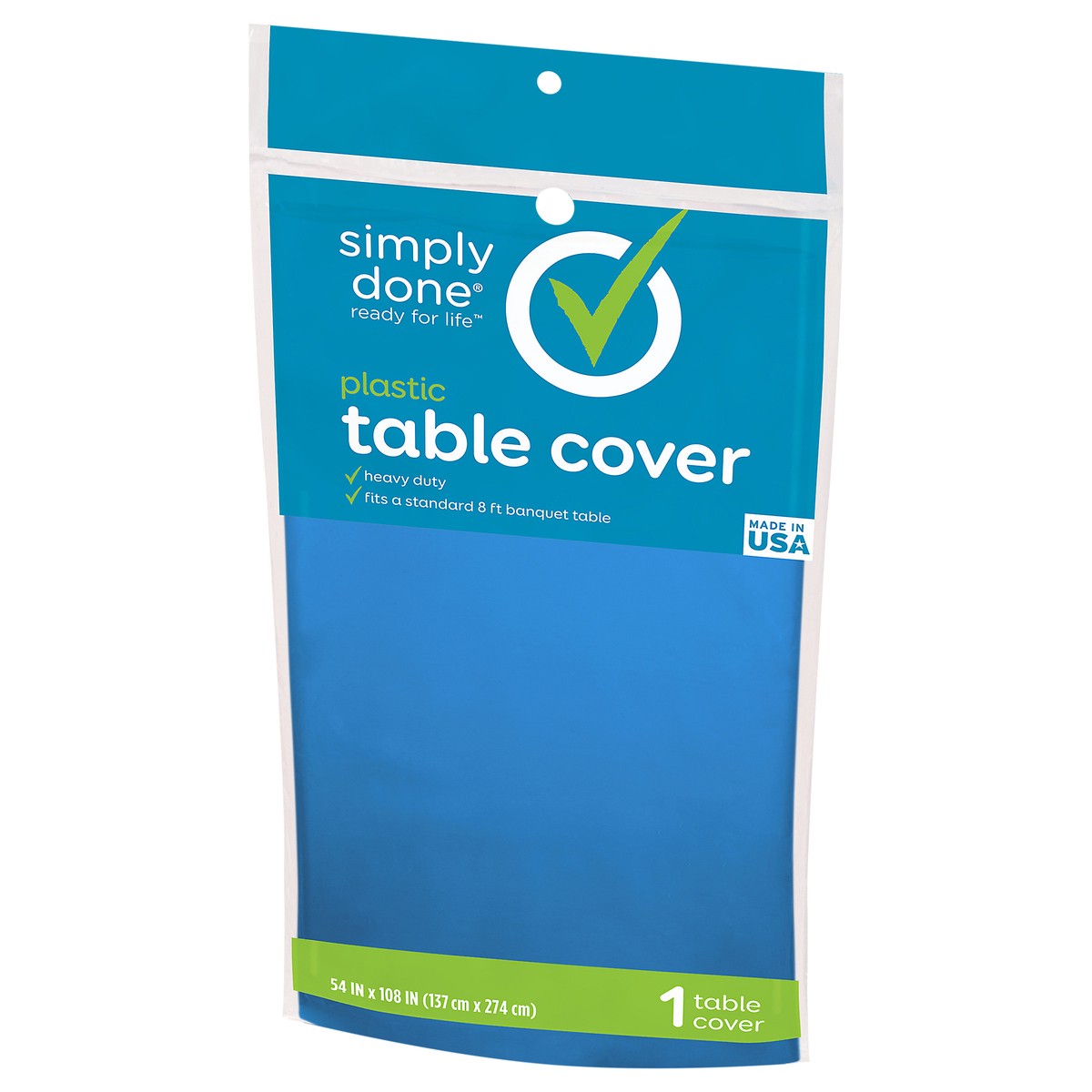 slide 11 of 12, Simply Done Blue Solid Plastic Table Cover 1 Each, 1 ct