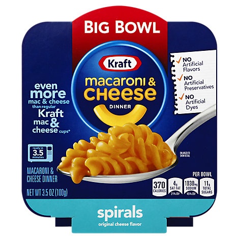 slide 1 of 1, Kraft Mac & Cheese Spiral Single Serve Big Bowl, 3.5 oz