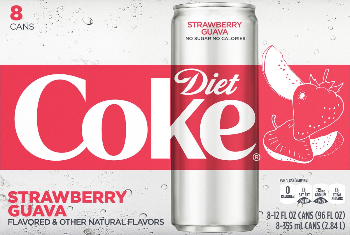 slide 14 of 14, Diet Coke Strawberry Guava Fridge Pack Cans, 12 fl oz, 8 Pack, 8 ct