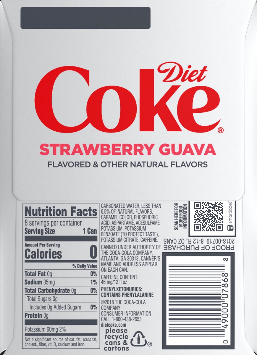 slide 12 of 14, Diet Coke Strawberry Guava Fridge Pack Cans, 12 fl oz, 8 Pack, 8 ct