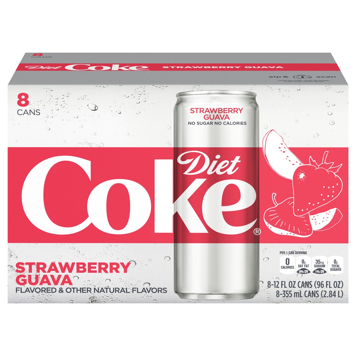 slide 13 of 14, Diet Coke Strawberry Guava Fridge Pack Cans, 12 fl oz, 8 Pack, 8 ct