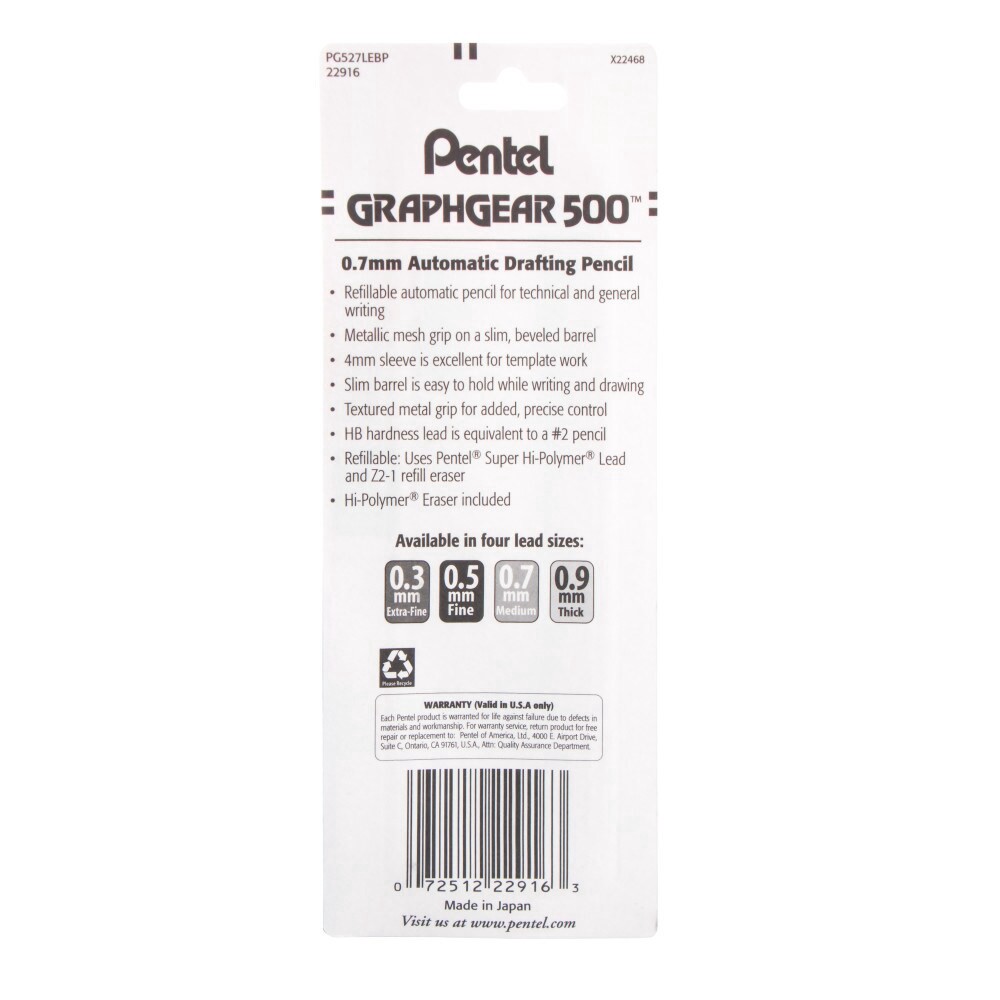 slide 2 of 2, Pentel® Mechanical Pencil & Eraser & Leads - Assorted, 3 ct