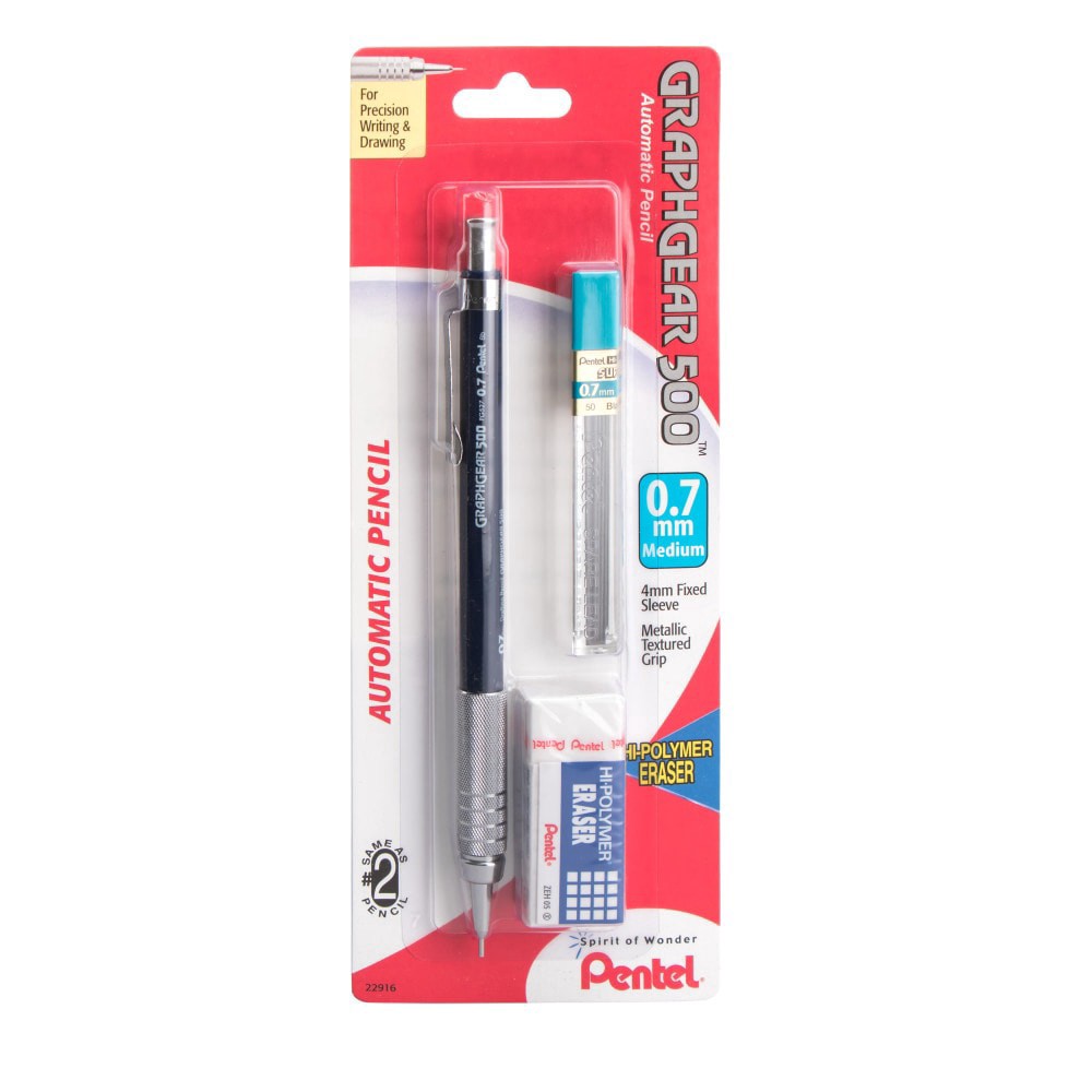 slide 1 of 2, Pentel® Mechanical Pencil & Eraser & Leads - Assorted, 3 ct