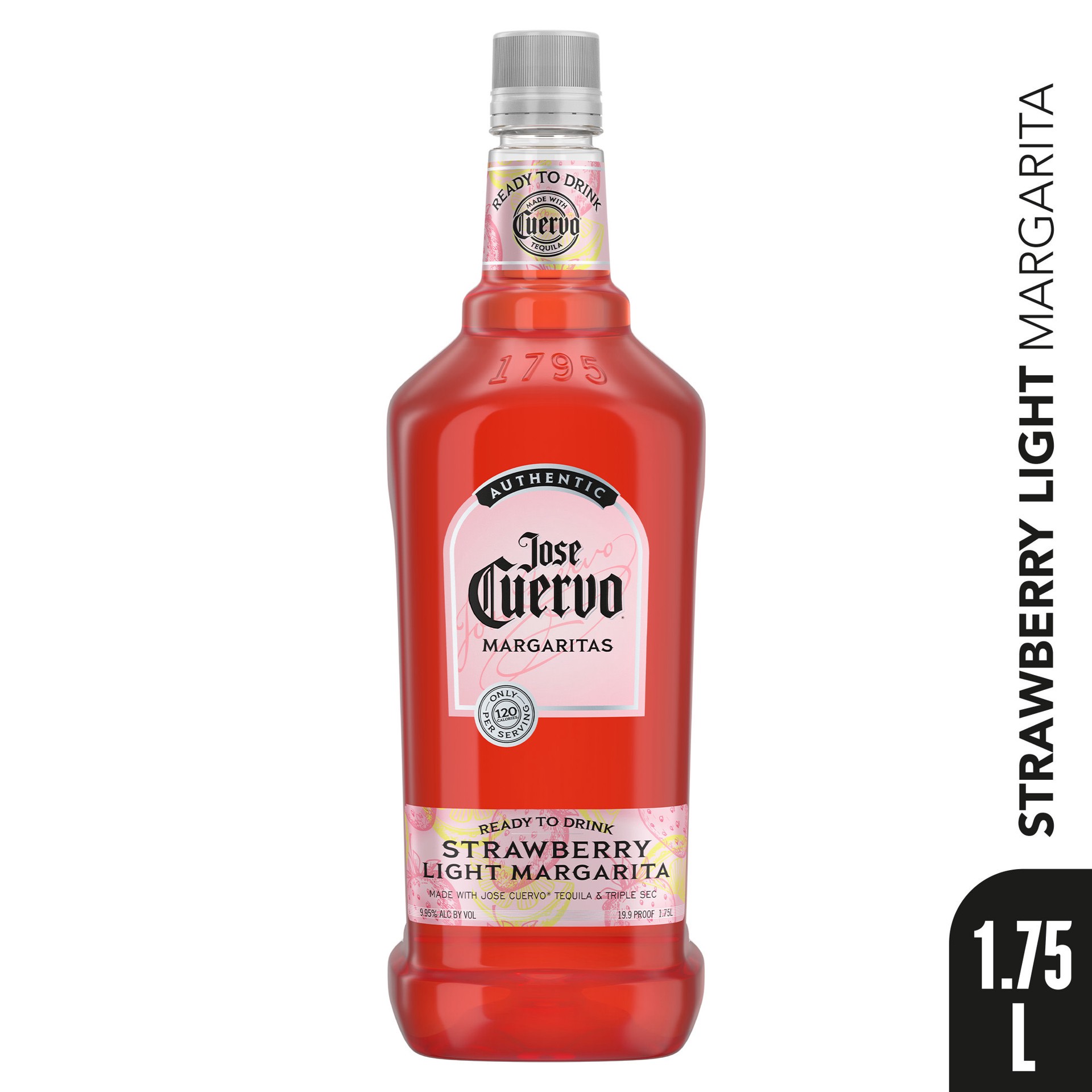 slide 2 of 2, Jose Cuervo Authentic Margarita Strawberry Light Ready to Drink Cocktail - 1.75 L, 1.75 liter