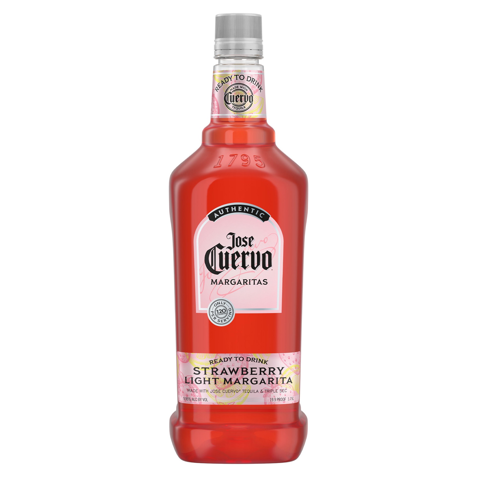 slide 1 of 2, Jose Cuervo Authentic Margarita Strawberry Light Ready to Drink Cocktail - 1.75 L, 1.75 liter