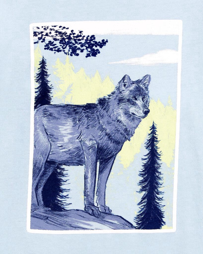 slide 2 of 2, Oshkosh Kid Wolf-Print Long-Sleeve Graphic Tee - Blue Blue XL, 1 ct