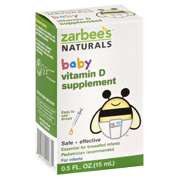 slide 1 of 1, Zarbee's Naturals Baby Vitamin D Supplement, 0.5 oz