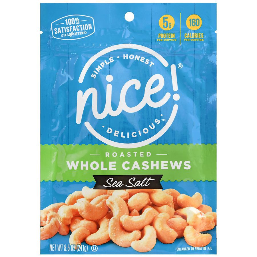 slide 4 of 5, Nice! Roasted & Salted Whole Cashews Sea Salt, Sea Salt, 8.5 oz