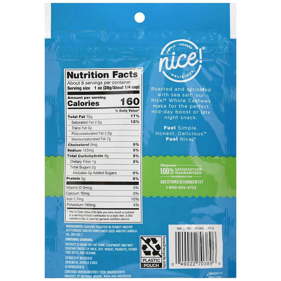 slide 3 of 5, Nice! Roasted & Salted Whole Cashews Sea Salt, Sea Salt, 8.5 oz