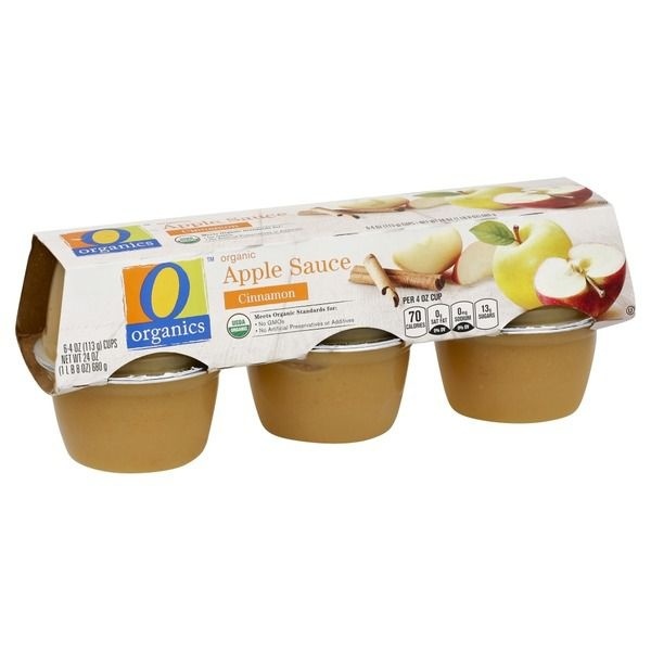 slide 1 of 1, O Organics Organic Apple Sauce Cinnamon Cups - 6-4 Oz, 