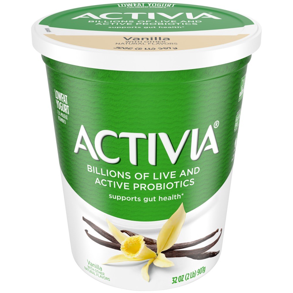 slide 5 of 5, Activia Dannon Vanilla Activia Probiotic Yogurt Lowfat, 32 oz