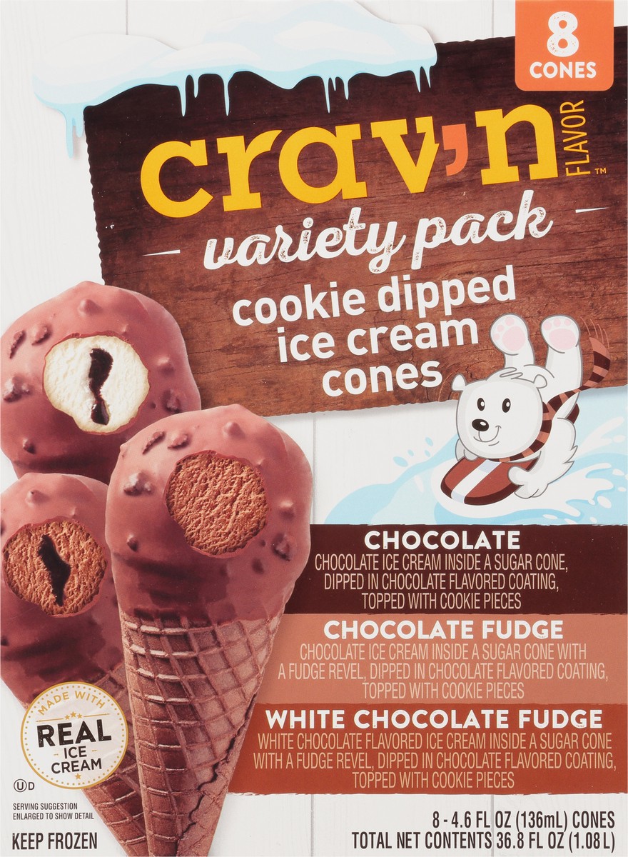 slide 7 of 9, Crav'n Flavor Variety Pack Cookie Dipped Ice Cream Cones 8 ea, 1 ct