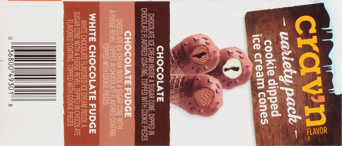 slide 8 of 9, Crav'n Flavor Variety Pack Cookie Dipped Ice Cream Cones 8 ea, 1 ct