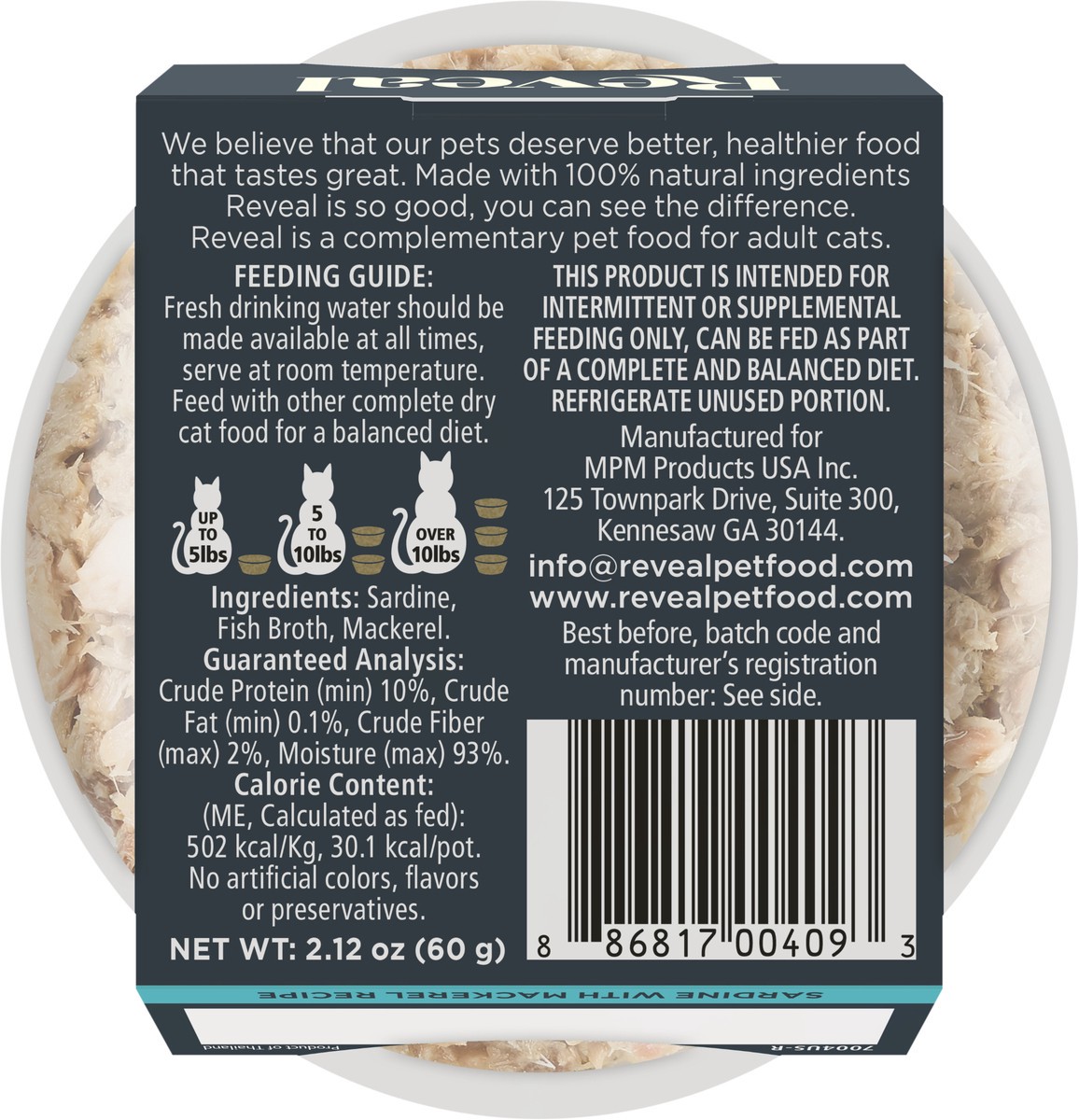 slide 2 of 3, Reveal Wet Cat Food, Sardine With Mackerel In Broth Pot, 2.12 oz