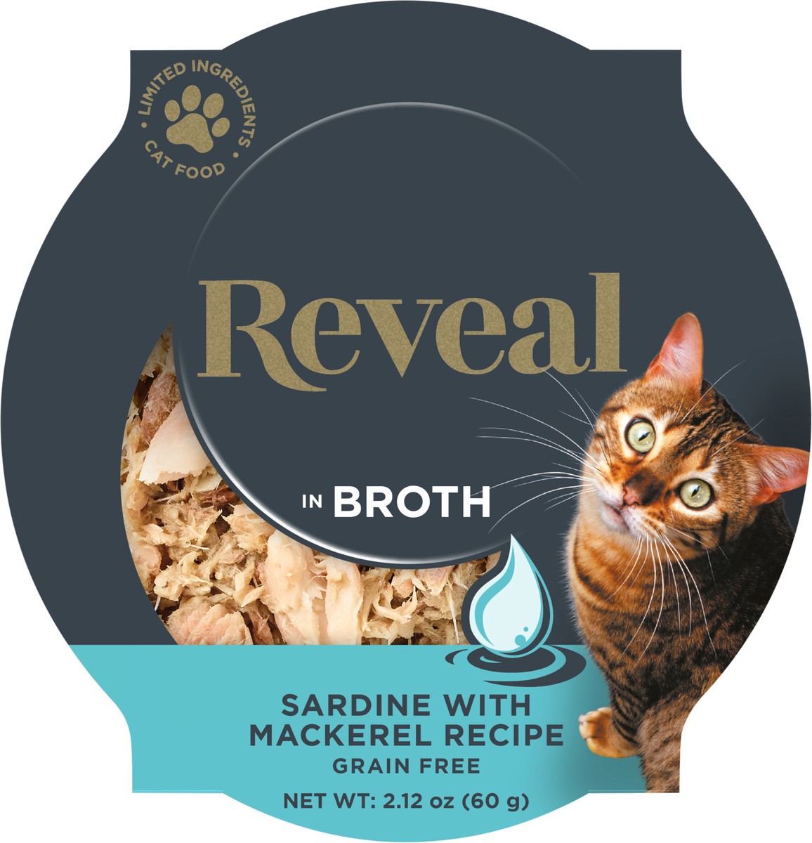 slide 3 of 3, Reveal Wet Cat Food, Sardine With Mackerel In Broth Pot, 2.12 oz