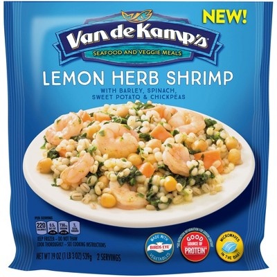 slide 1 of 1, Van de Kamp's Seafood & Veggie Meals Lemon Herb Shrimp, 19 oz