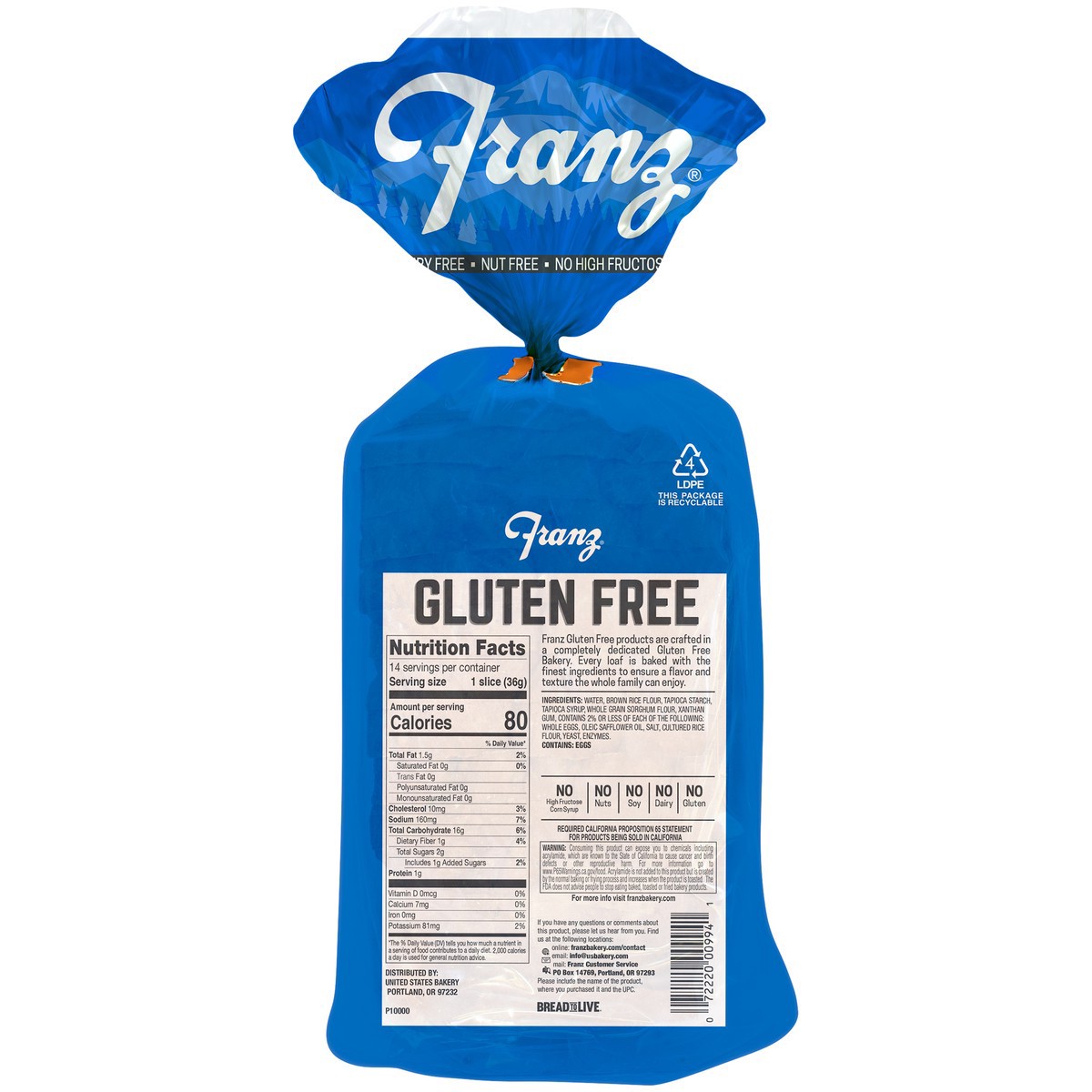 slide 4 of 6, Franz Gluten Free Mountain White, 18 oz