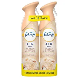 Febreze Air Freshener Spray, Odor-Fighting Room Spray, Soothe & Restore Scent, 8.8oz, 2 Count