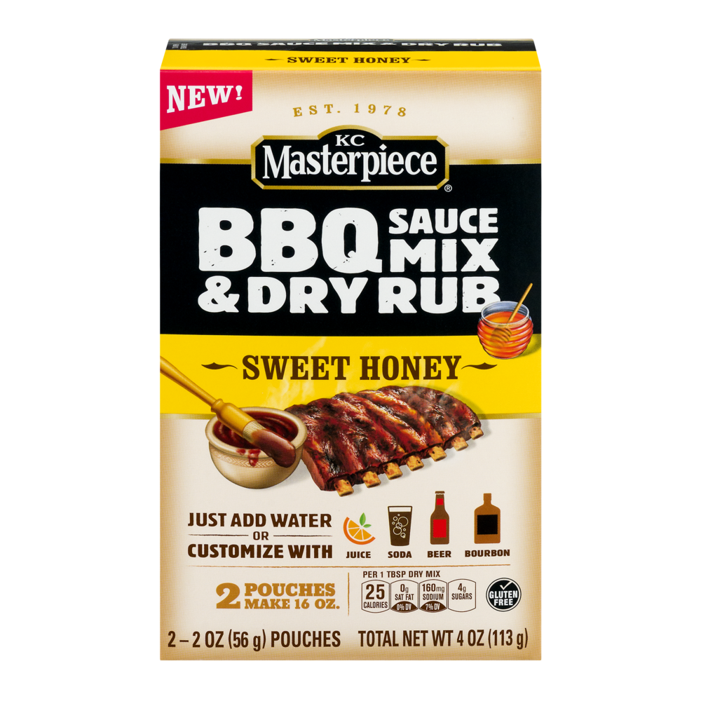 slide 1 of 1, KC Masterpiece Barbecue Sauce Mix & Rub Sweet Honey, 2 ct; 2 oz
