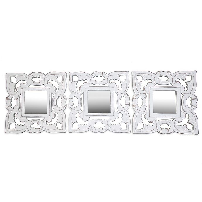 slide 1 of 1, Global Caravan Carved Mirrors - White, 3 ct