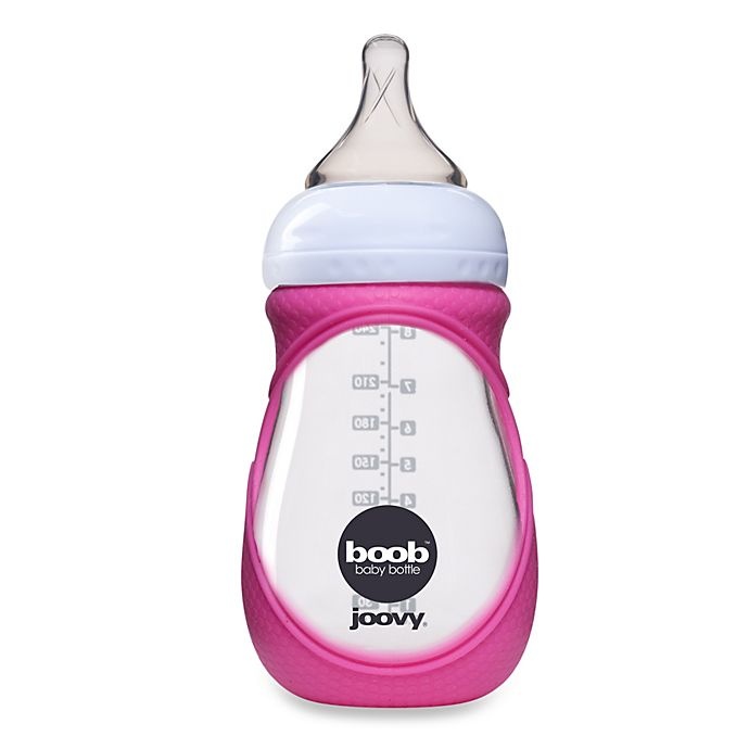 slide 1 of 5, Joovy Boob Glass Bottle and Silicone Sleeve - Pink, 8 oz