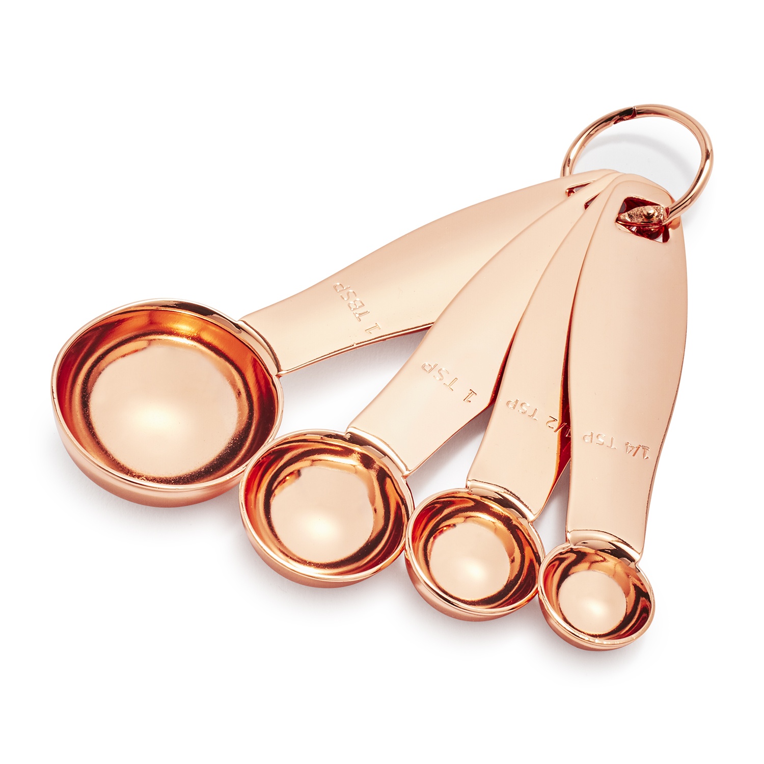 slide 1 of 1, Sur La Table Copper Measuring Spoons, 4 ct