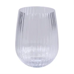Room & Retreat Clear Acrylic Ribbed Stemless Wine, 15 Oz