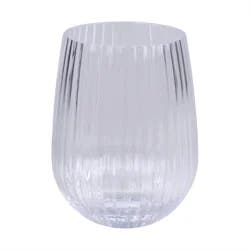 Room & Retreat Clear Acrylic Ribbed Stemless Wine, 15 Oz