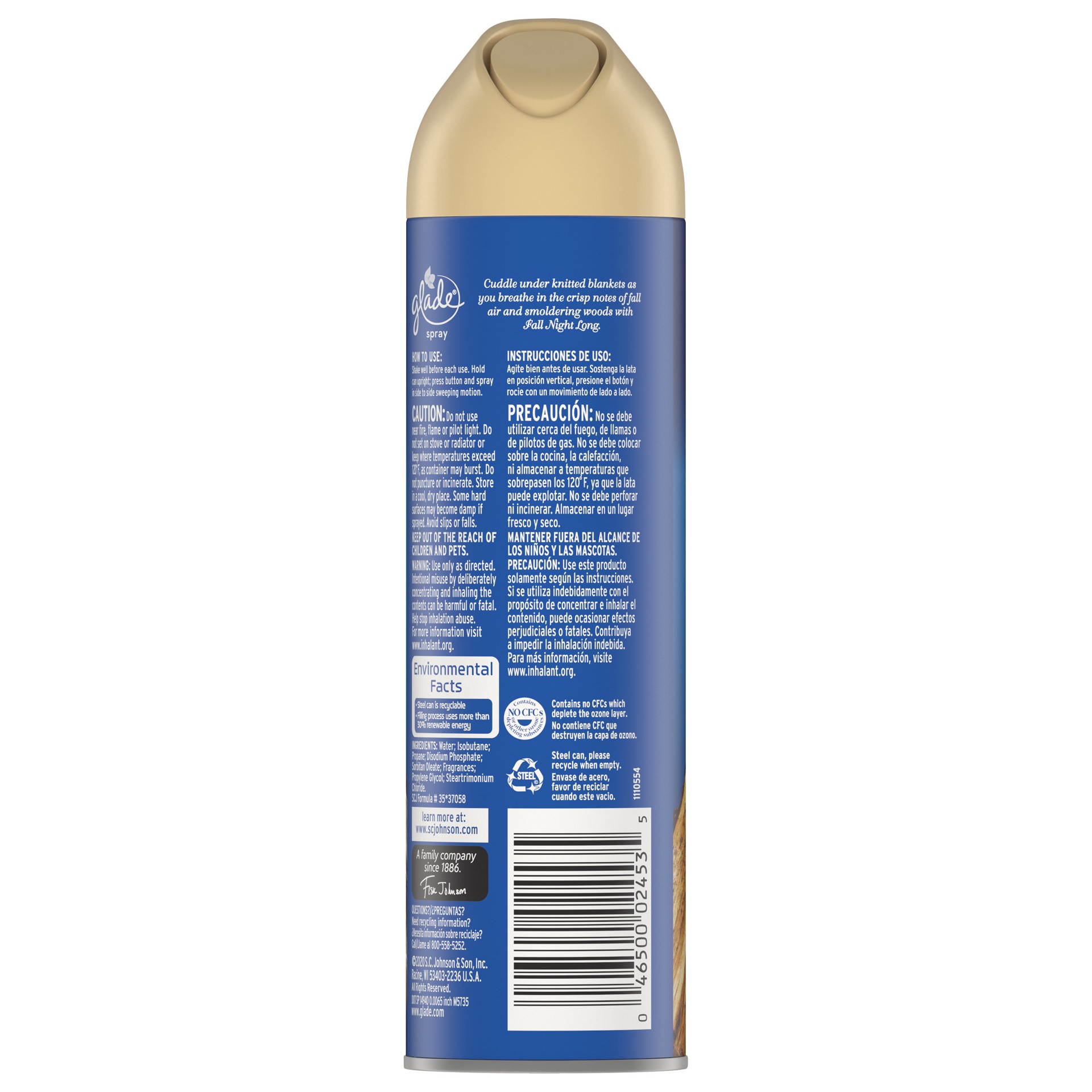 slide 5 of 5, Glade Air Freshener Aerosol Room Spray, Fall Night Long, 8 oz, 8 oz